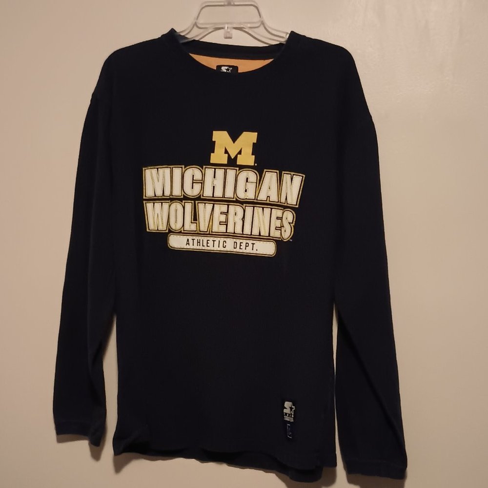 Vintage Starter Michigan Wolverines Crewneck Pullover Sweat Shirt Large Men's